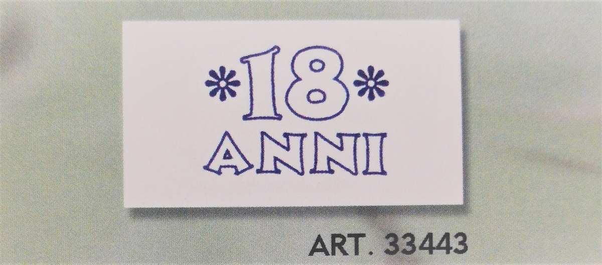 Bigliettini per bomboniera 18 Anni art. 33443 in conf. da 100 pezzi (impaginati su f.to A4)