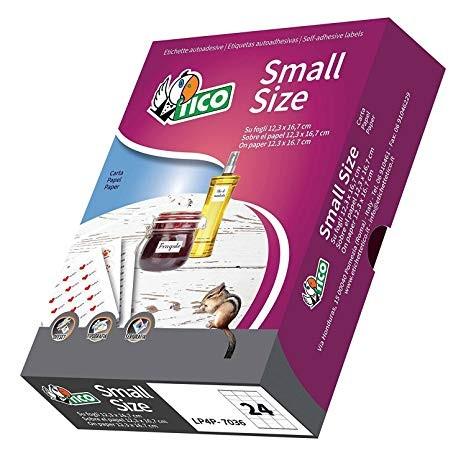Etichette TICO P-4811 SMALL SIZE a registro angoli arrotondati colore bianco cf. di 250 fogli 127x163 mm - ft. 48x11 mm - 6750 etichette