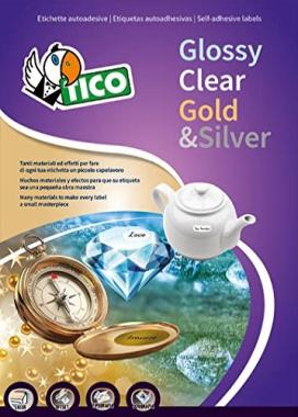 Etichette nuvole GL4-4818 in carta satinata oro TICO GOLD LINE cf. di 100 fogli A4 - ft. 48x18 mm - 5600 etichette