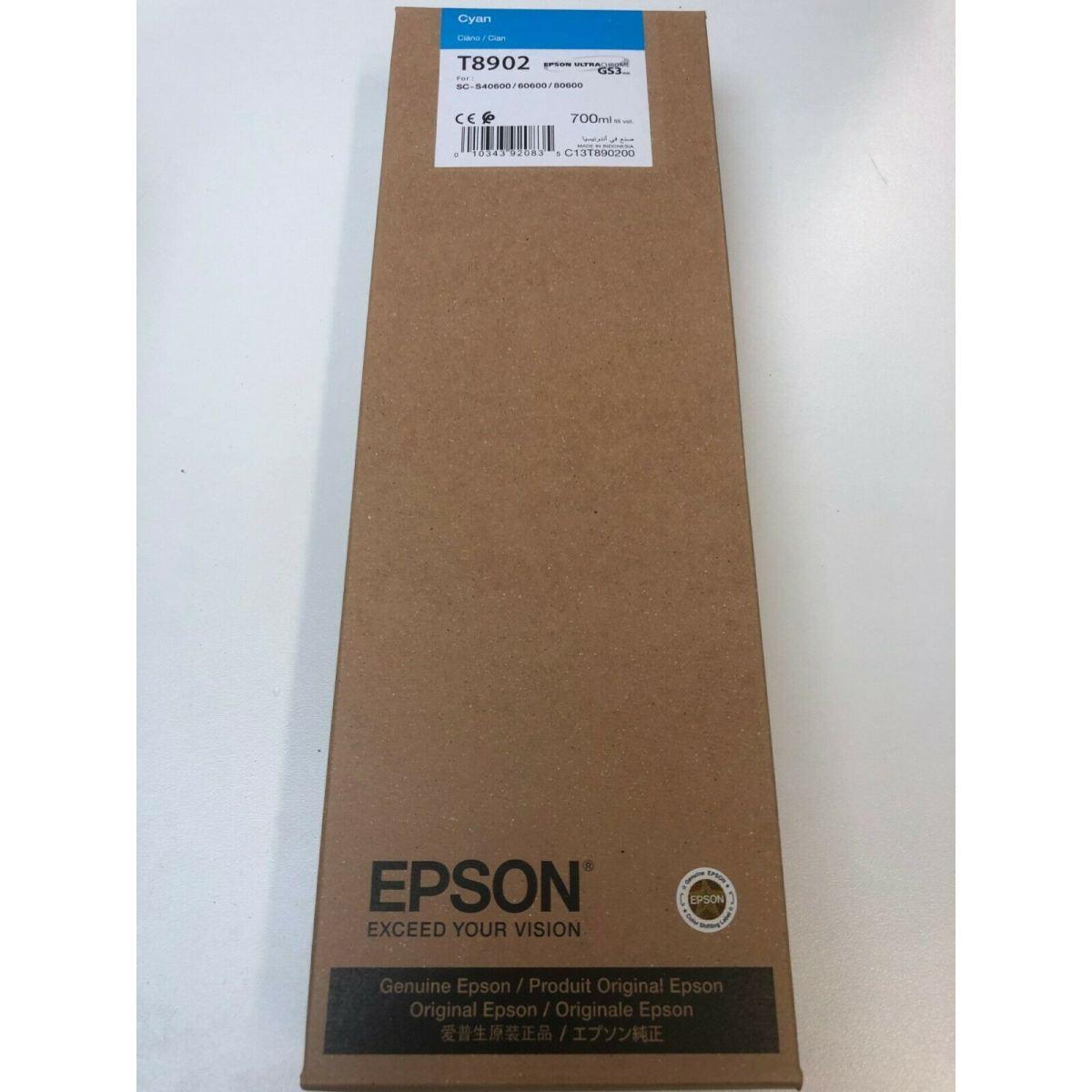 DIGI.CIAN.700 - Cartuccia inchiostro Ink T8902 CIANO per Surecolor S40600/S60600/S80600 700ml.