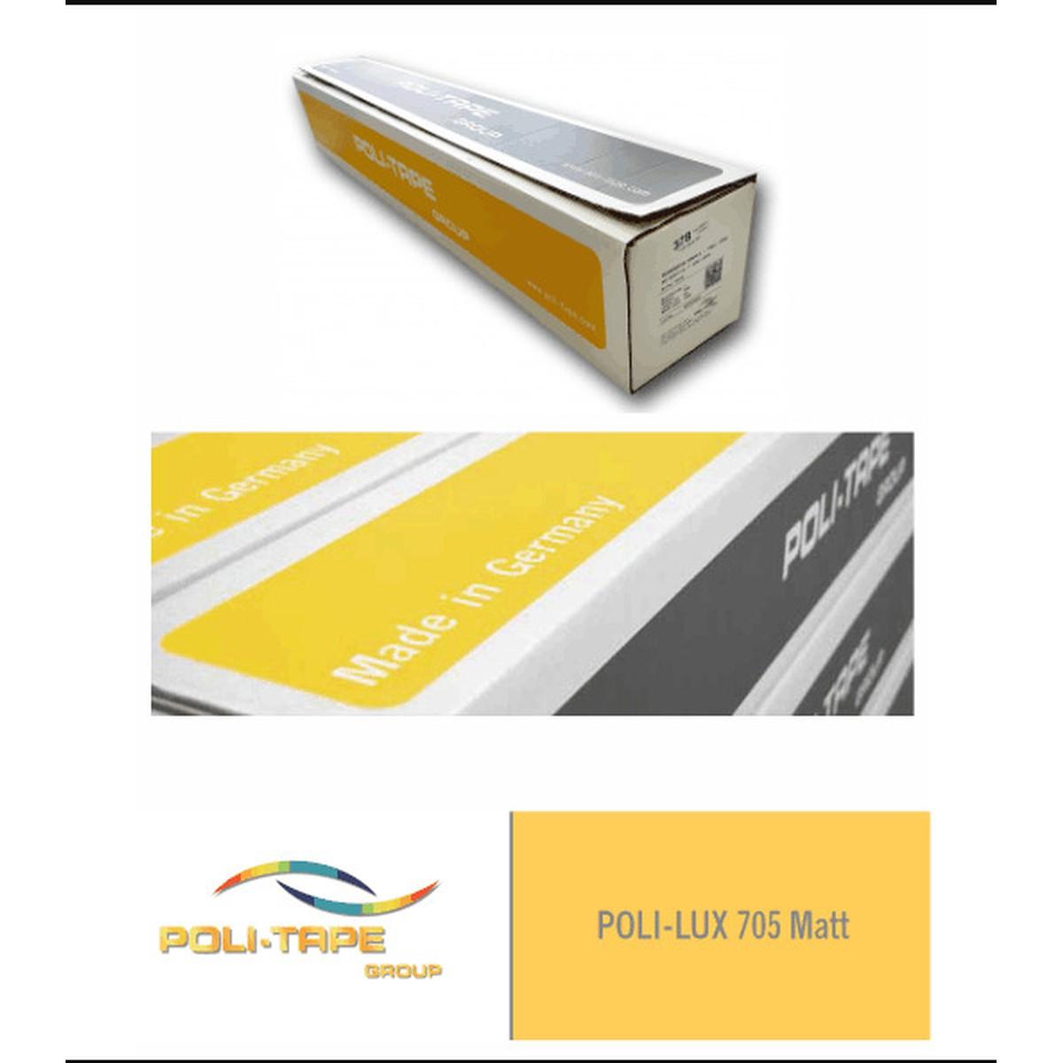 705 POLI LUX - Laminazione in PVC monomerico con adesivo permanente trasparente. resistenza UV 30%, finitura opaca, spessore 80 micron, bobina mm 1050x50mt