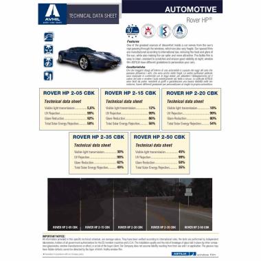 Pellicola solare auto ROVER HP 35 CBK - app. int. semi riflettente 40 micron altezza bobina mm1000 -VENDITA AL mt/l